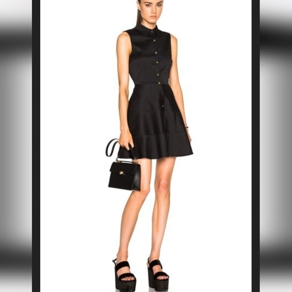 Alexis Klaudia Black Textured Dress Large Fit And Flare Tiered Skirt Sleeveless